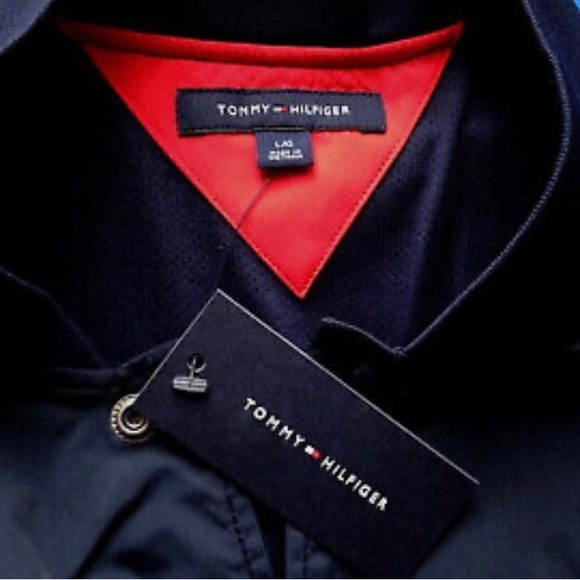 New/Tommy Hilfiger Men's/TH Logo Coach Colorblocked Track Jacket】Navy /Large - Picture 13 of 13